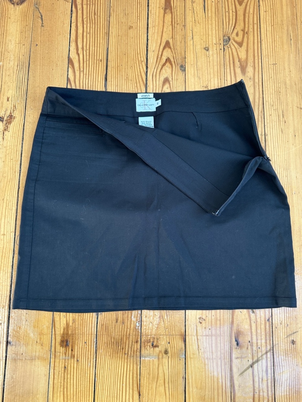 Calvin Klein Black STRETCH  Mini Skirt with Side Zip 6